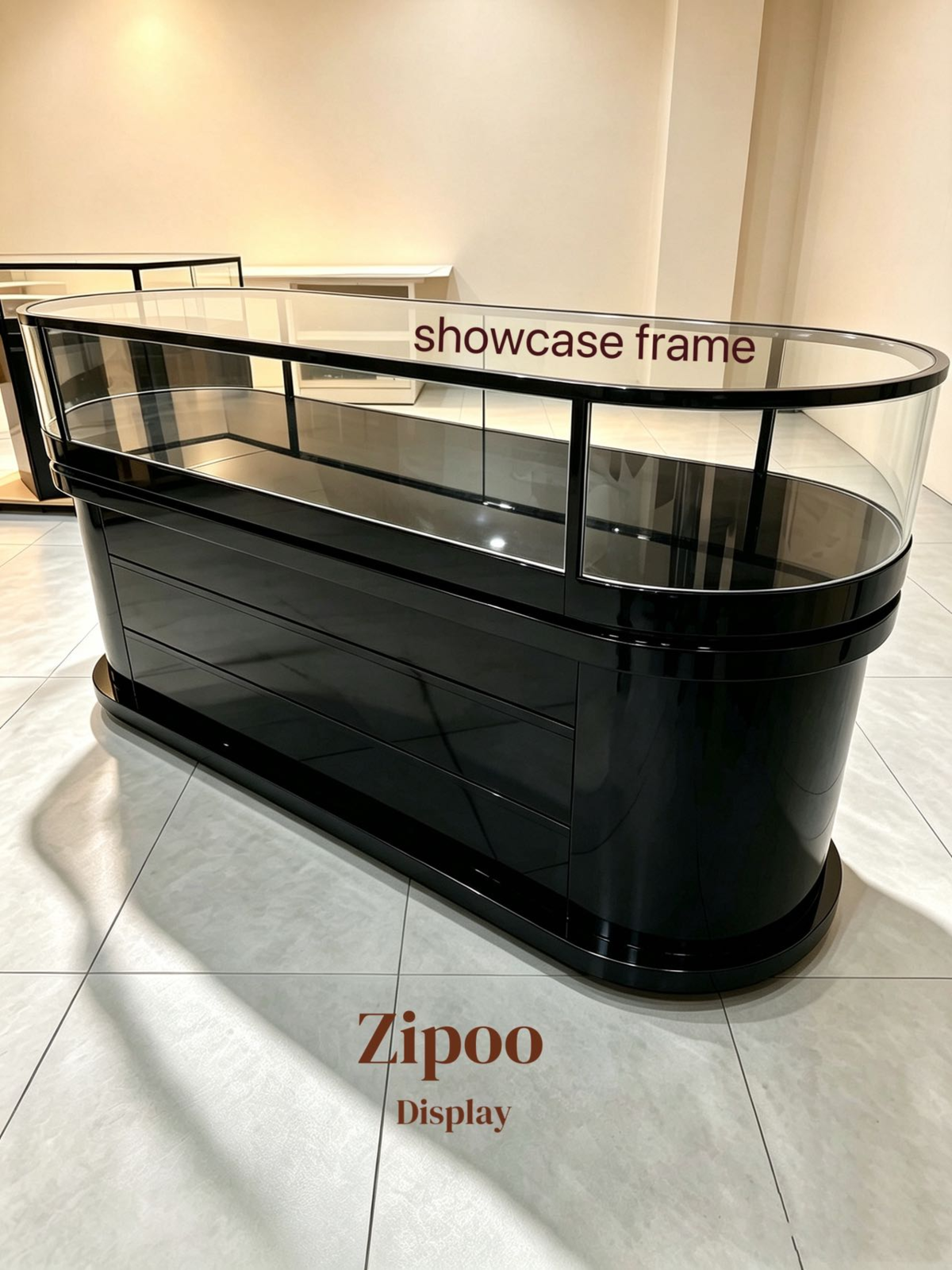 1. 304 matte black titanium stainless steel (showcase frame, door frame)