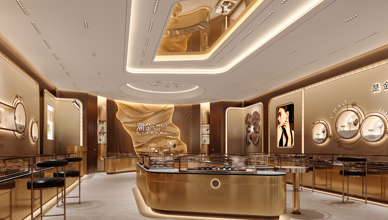 Gold Jewelry Display · Zhou Liu Fu Chao Jin